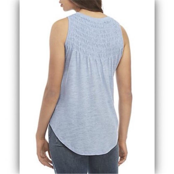 Free People Sky Dreamy Clouds Blue Sleeveless Blouse - Picture 7 of 10